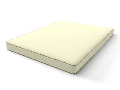 Custom daybed cushion in Sunbrella Natural fabric with Sunbrella Aura Honey trimming