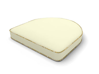 Custom seat cushion shown in Sunbrella Natural fabric with Sunbrella Aura Honey trimming