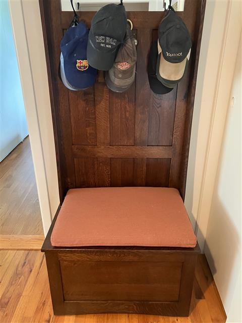 My newly-cushioned hall stand
