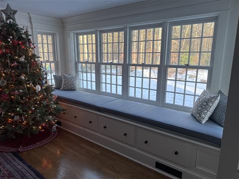 Two custom cushions for our window seat