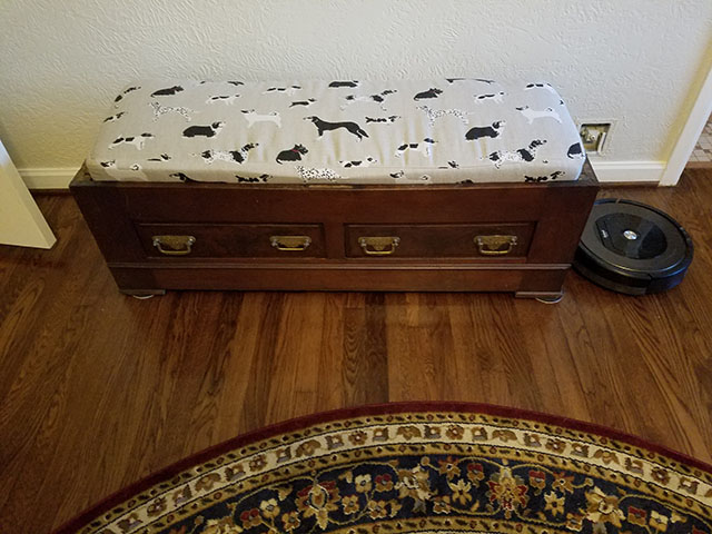 Custom Cushion fits perfectly in our 1890's antique bench