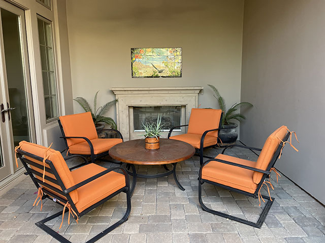 A pop of orange on the patio!