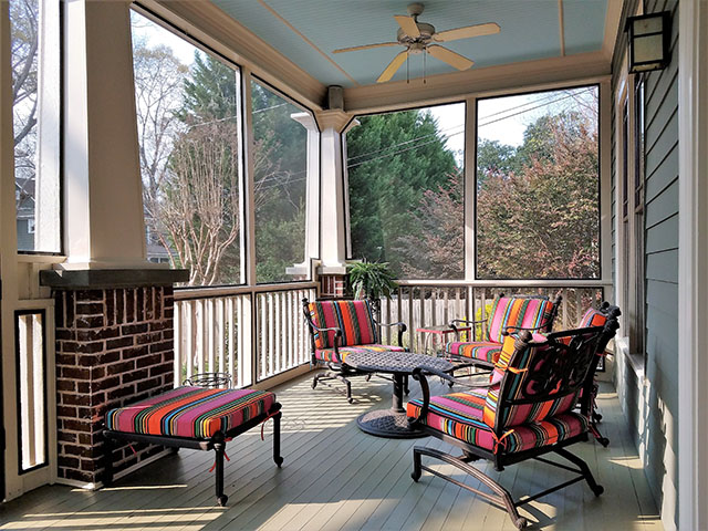 Deep Seating Chair cushions in boxed construction with Ottoman.