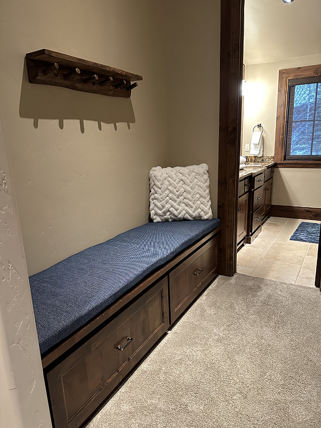 One custom bench cushion made in boxed construction, with Sunbrella Tailored Indigo 42082-0017 fabric, 83&Prime; Wide x 22 Deep x 2 Thick.