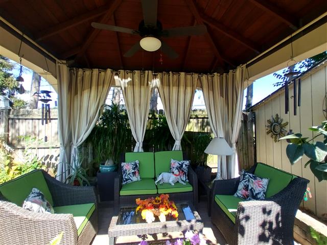 3 custom deep seating chair cushions set boxed construction with Sunbrella Ginkgo fabric and Sunbrella Black trimming, polyurethane foam with fiber batting, no ties