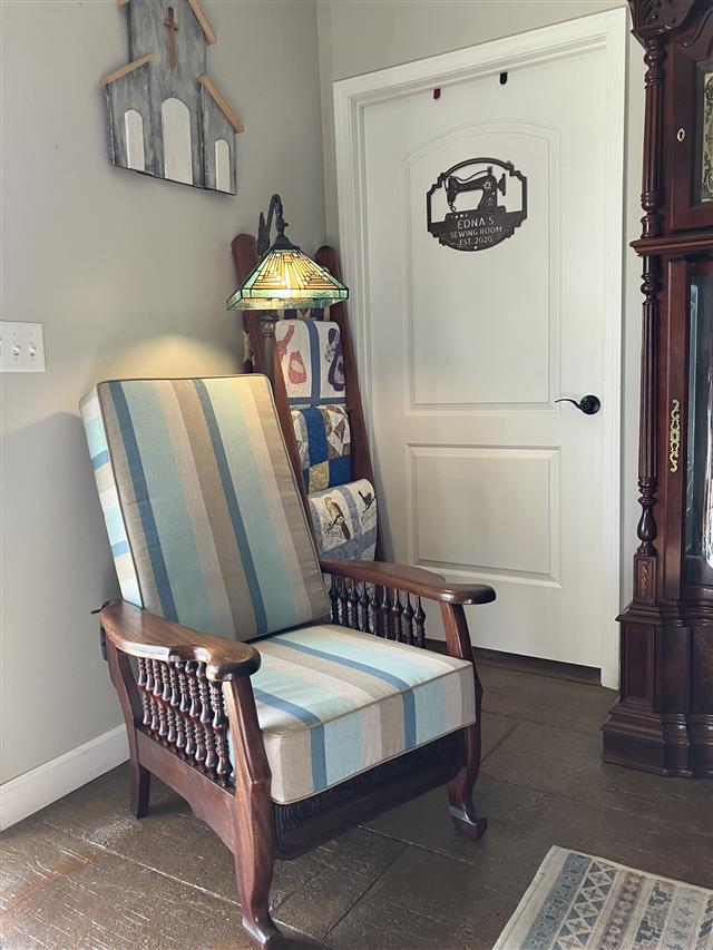 Custom Deep Seating- boxed, Sunbrella Gateway Mist with Sunbrella Heather Beige trim with 5-inch thick